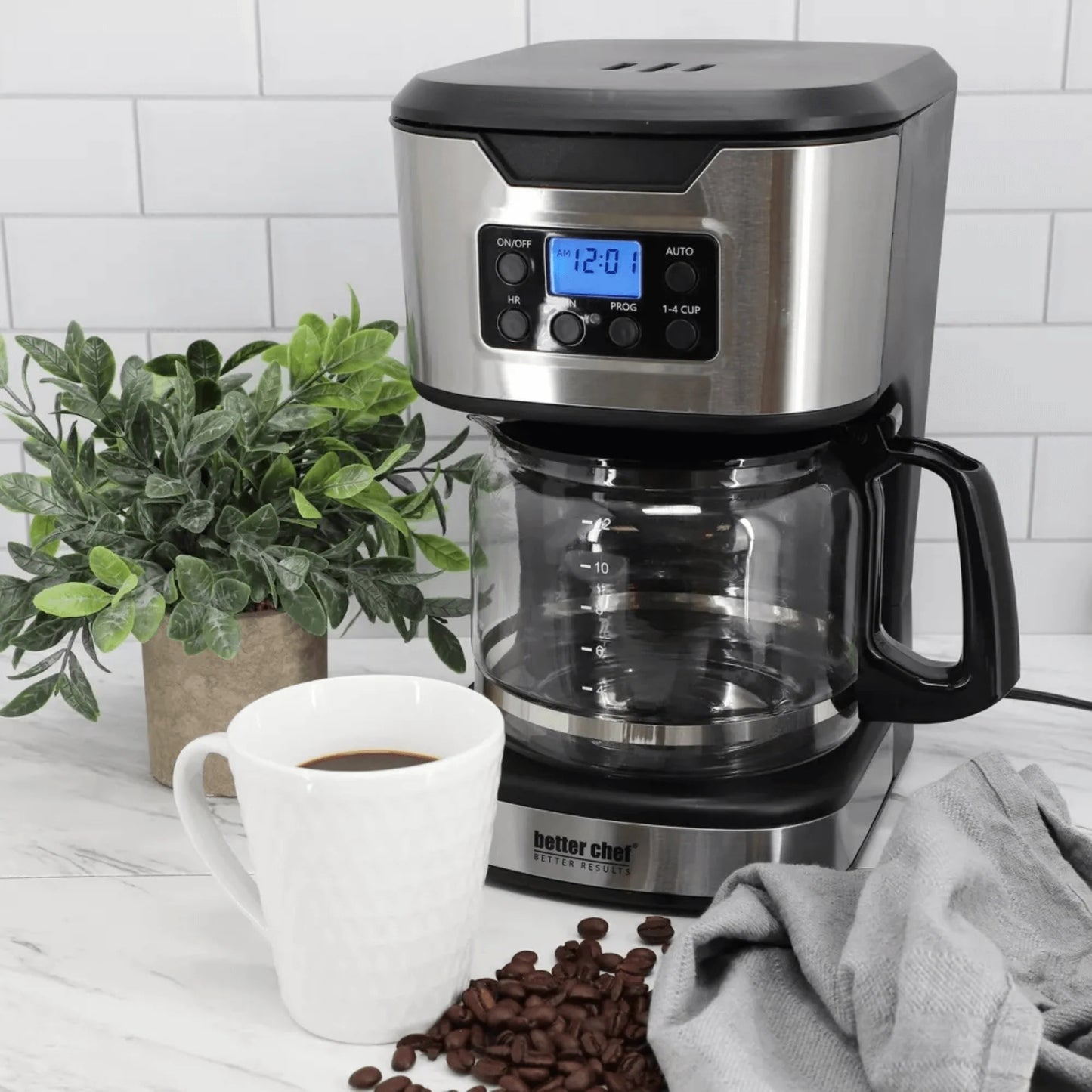 Better Chef 12-Cup Programmable Coffee Maker with Stainless Steel Accents