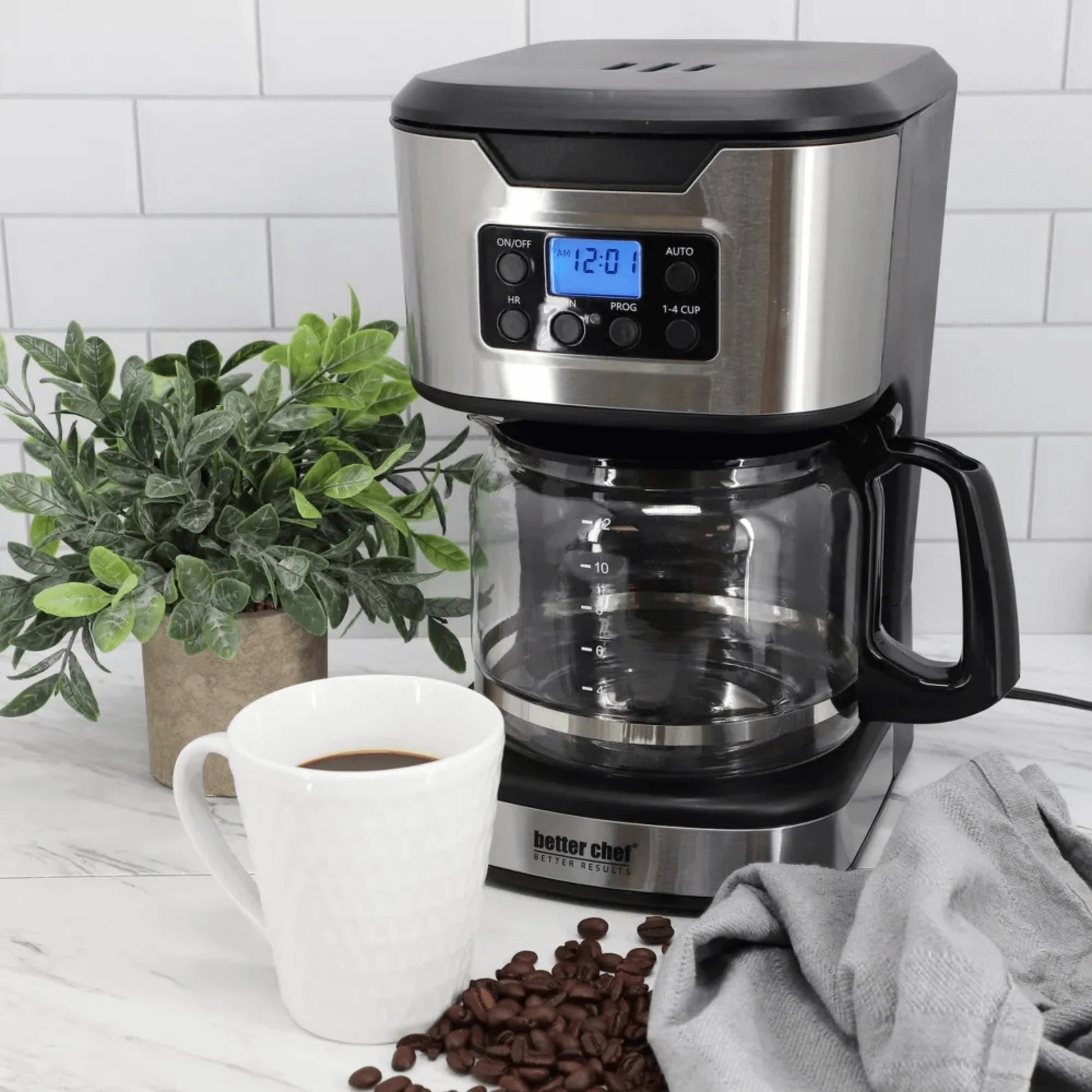 Better Chef 12-Cup Programmable Coffee Maker with Stainless Steel Accents